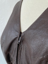 Vintage 1980s Will Ettno Cross Back Leather Dress Brown M