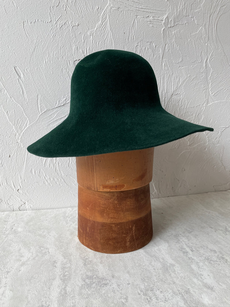 Vintage 60s/70s Borsalino Forest Green Brushed Wool Floppy Hat