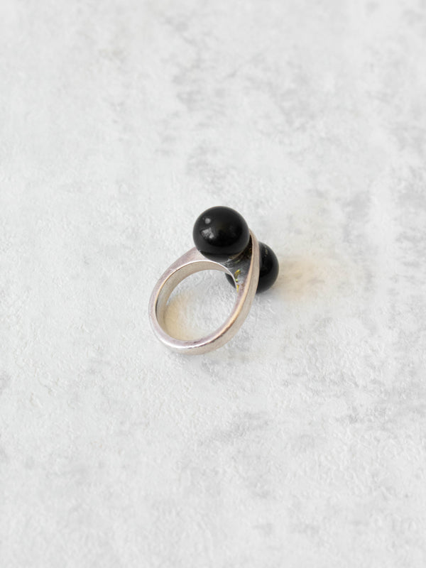 Vintage Bold Sterling Silver Double Eclipse Ring