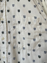 Vintage Oscar de la Renta White Crest Print Button Down M - We Thieves
