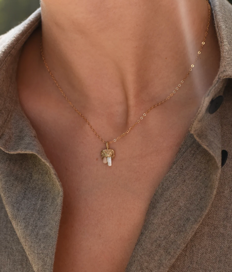 Pearl & Opal Cluster Necklace in Brass - We Thieves
