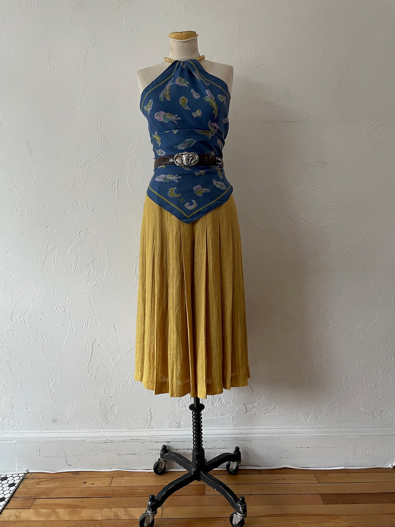Vintage Liberty of London Blue Feathers Silk Scarf - We Thieves