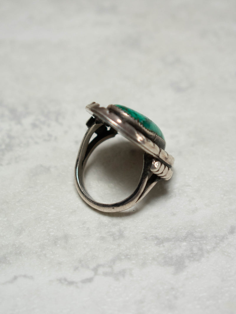 Vintage Antique Navajo Sterling Silver + Oblong Turquoise Ring - We Thieves