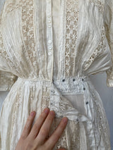 Vintage Antique Couture Linen + Lace Occasional Maxi Dress S/M - We Thieves