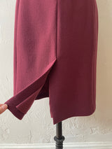 Vintage Armani Wine Red Wool Bodycon Midi Dress L - We Thieves