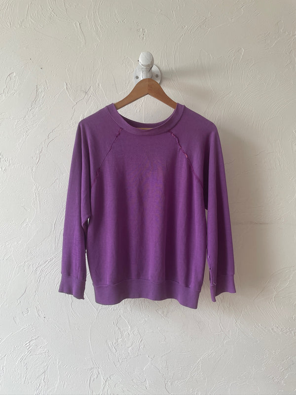 Vintage 70s/80s Thrashed Purple Sweatshirt with Visible Mending S - We Thieves