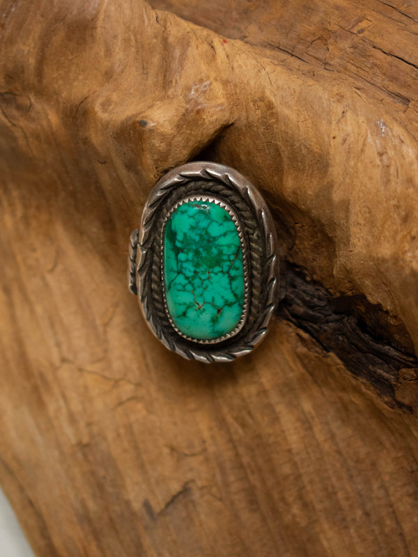 Vintage Antique Navajo Sterling Silver + Oblong Turquoise Ring - We Thieves