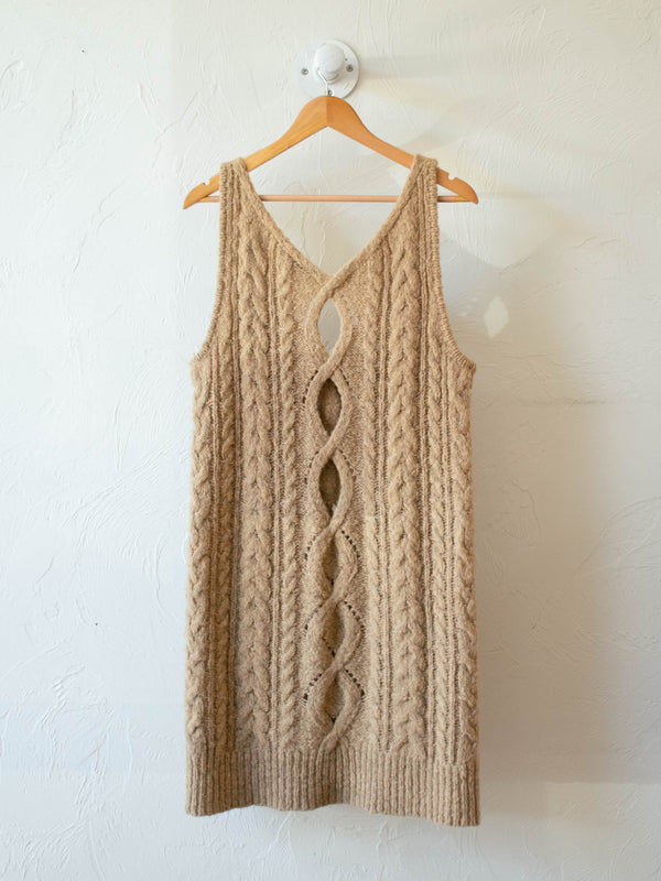 Vintage Kenzo Sand Cable-Knit Sweater Vest Tunic M - We Thieves