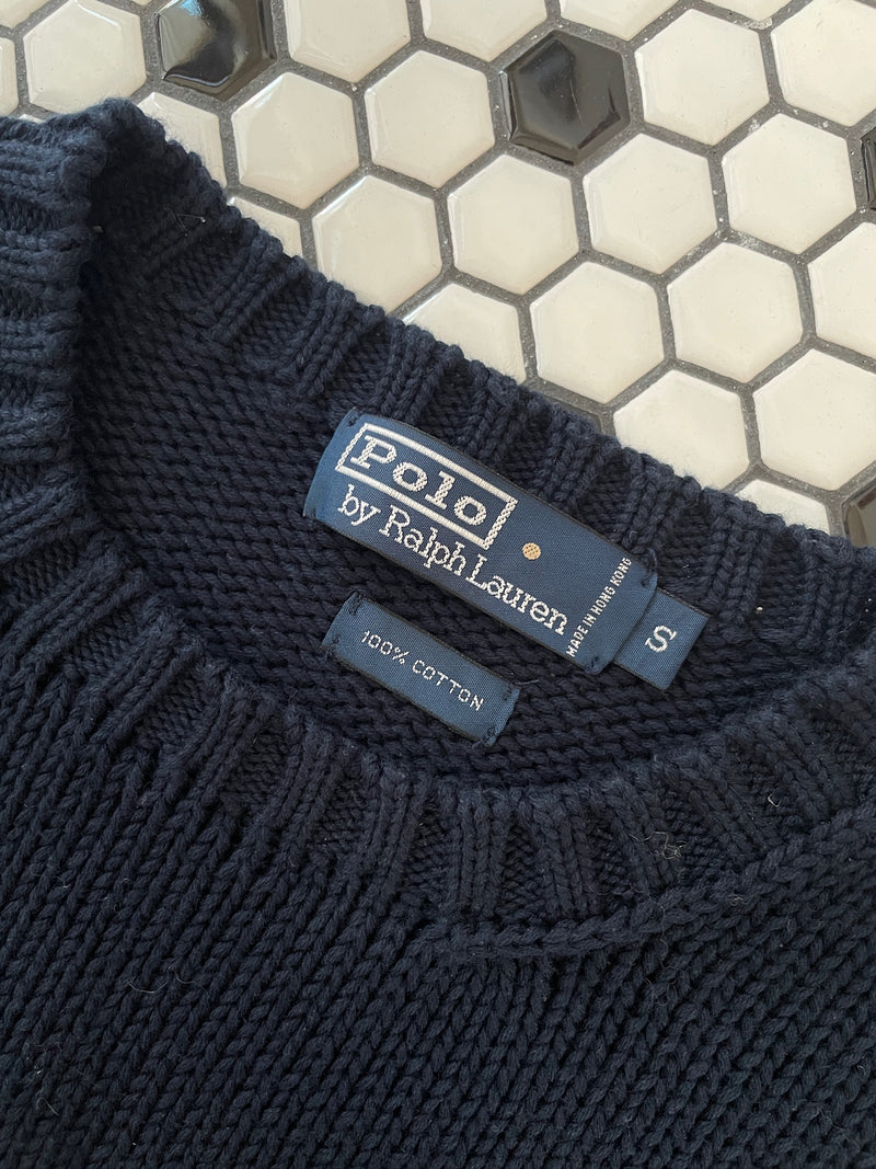 Vintage Polo Ralph Lauren Navy Cotton American Flag Sweater S/M - We Thieves