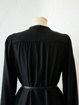 Vintage 1970s Halston Black Wool Long Sleeve Duster Dress M/L - We Thieves