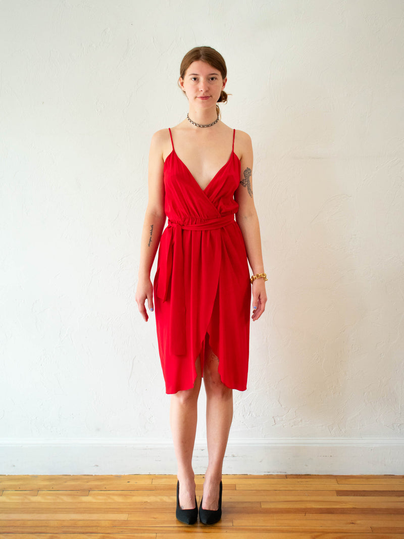 Vintage 1970s/80s Basha E New York Red Silk Disco Dress XS/S - We Thieves