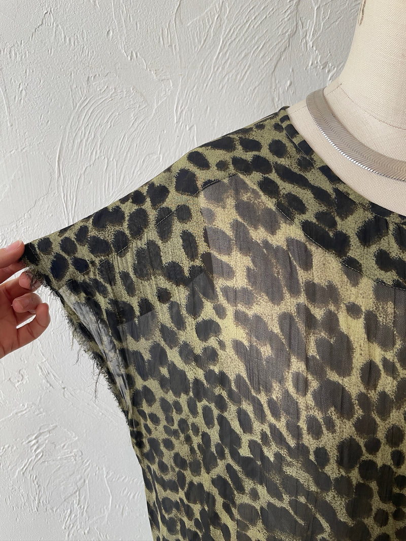 Vintage Isabel Marant Étoile Green Cheetah Print Drop Waist Dress L/XL - We Thieves