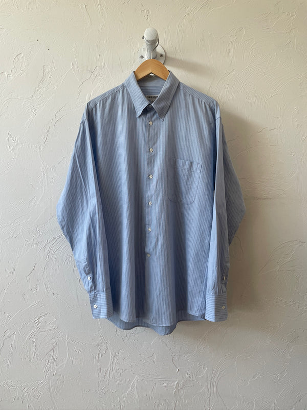 Vintage 90s Armani Light Blue Striped Button Down Shirt L - We Thieves