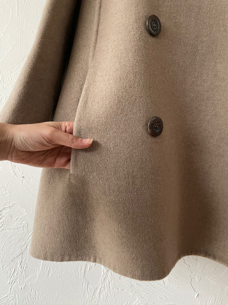 Vintage Akris Beige Cashmere A-Line Car Coat S