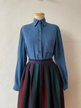 Vintage Gucci GG Logo Blue Silk Jacquard Blouse XS/S