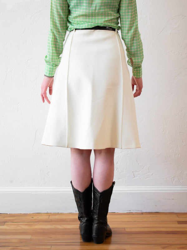 Vintage Prada Neoprene Structured White A-Line Skirt M - We Thieves