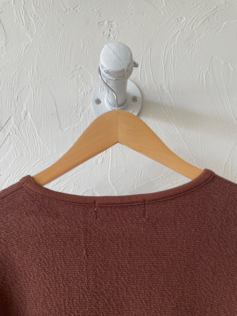 Vintage Issey Miyake Earth Brown Cotton Long Sleeve Knit Shirt S - We Thieves