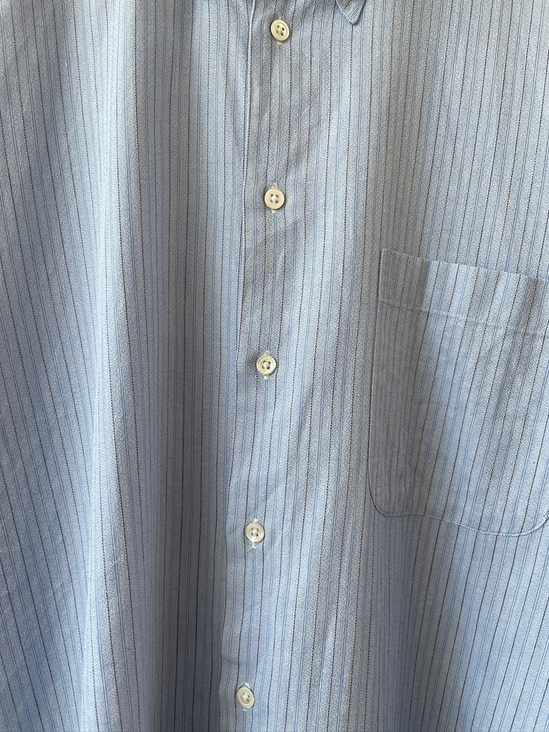 Vintage 90s Armani Light Blue Striped Button Down Shirt L - We Thieves