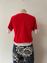 Vintage 80s Red & White Cropped Terrycloth Top XS/S - We Thieves
