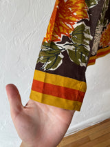 Vintage 1960s Vera Neuman Long Sleeve Zip-Up Floral Blouse S - We Thieves