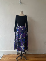 Vintage Skirt Purple Macro Print Silk Satin Skirt M - We Thieves