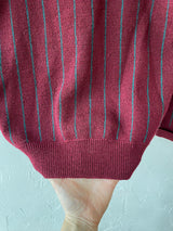 Vintage 90s Gap Burgundy & Teal Wool Pinstriped Cardigan Sweater S - We Thieves