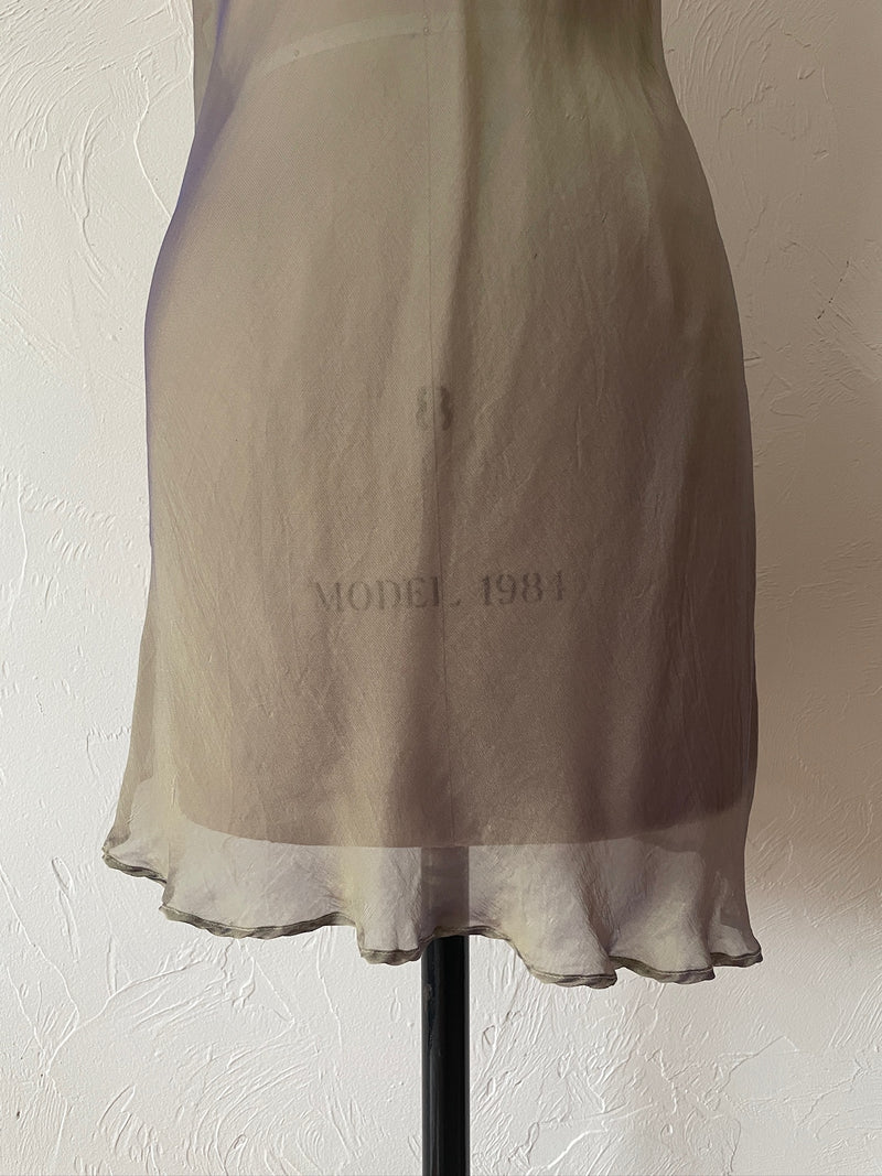 Vintage Mary Green Silk Bias Cut Two-Tone Mini Dress S - We Thieves