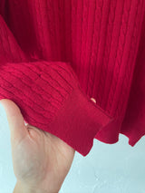 Vintage Pringle of Scotland Red Wool Cableknit Sweater M/L