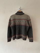 Vintage Ralph Lauren Grey Wool Zippered Skiiers Cardigan Sweater L