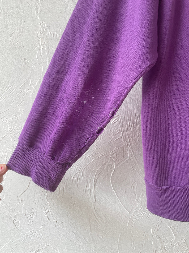 Vintage 70s/80s Thrashed Purple Sweatshirt with Visible Mending S - We Thieves