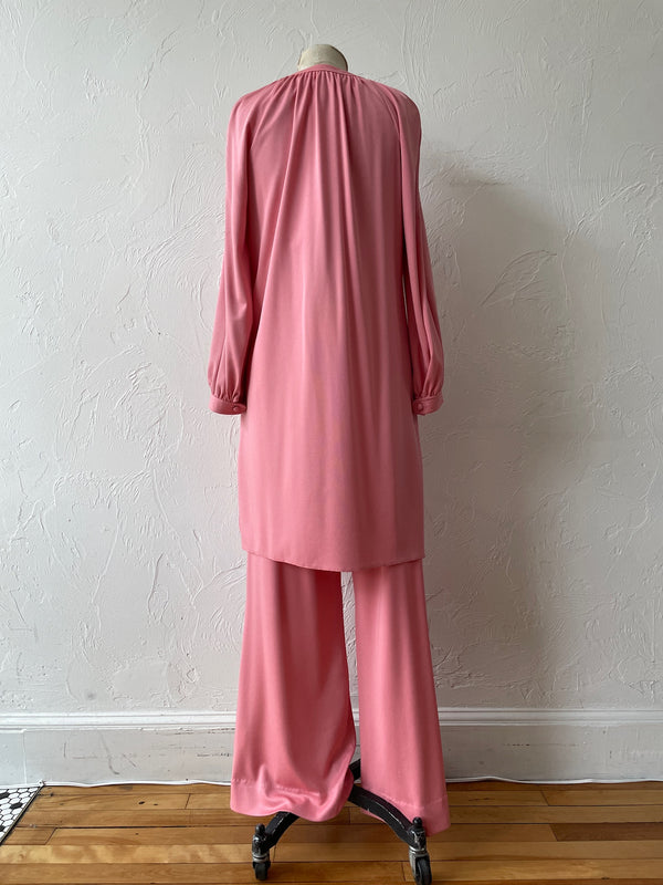 Vintage 1970s Bubblegum Pink Jumpsuit & Duster Coordinate Set S - We Thieves