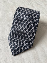 Vintage Hermes Greyscale Patterned Silk Neck Tie