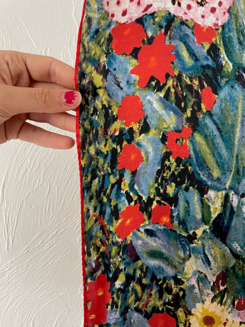 Vintage Italian Artis Vivendi Museum Gustav Klimt Floral Long Silk Scarf - We Thieves