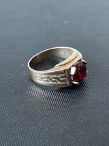 Vintage Men's 14k Gold & Large Ruby Ring Size 7