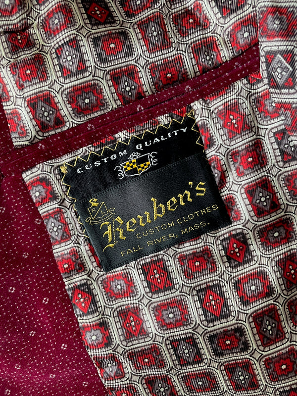 Vintage Reuben's Bespoke Maroon Velvet Blazer M/L