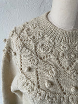 Vintage JG Hook Handknit Cream Wool Fisherman Pullover Sweater S - We Thieves