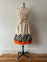 Vintage Oscar De La Renta Boutique Long Sleeve Silk Printed Midi Dress S/M - We Thieves