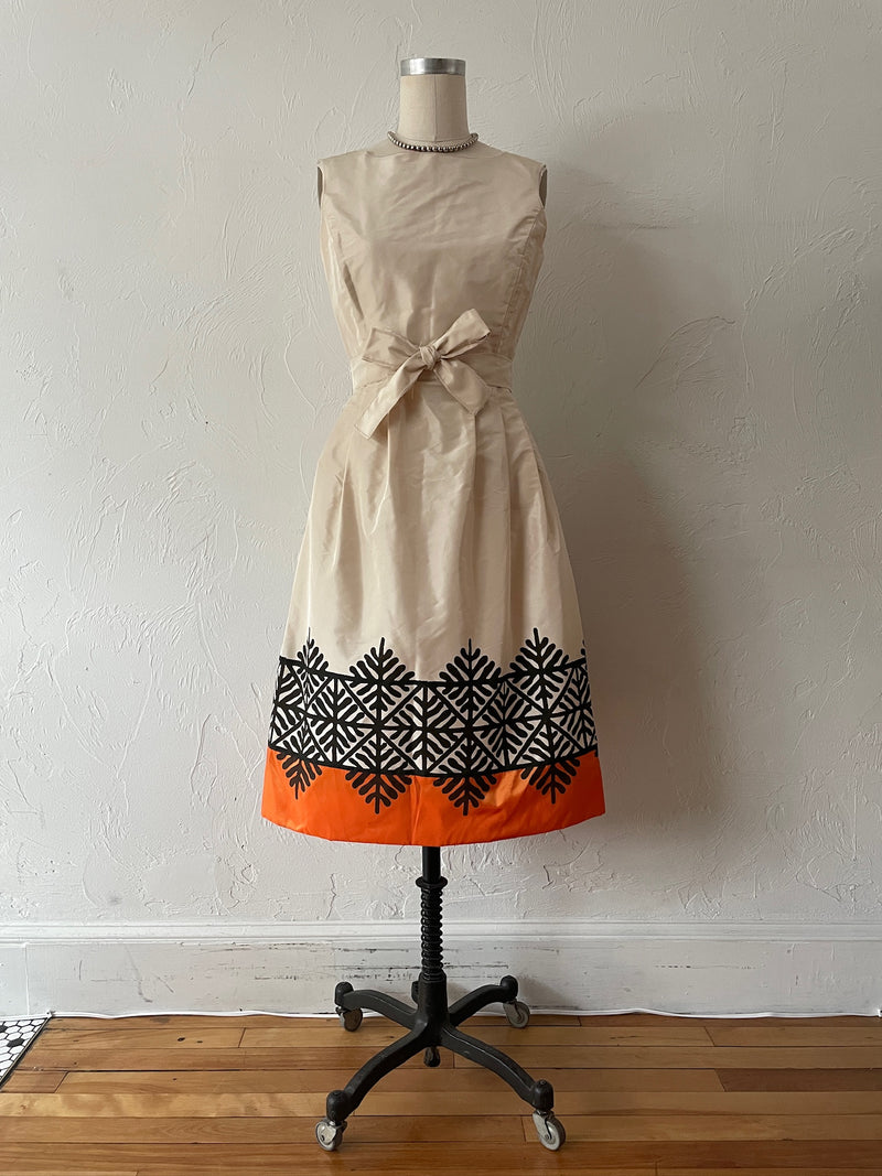Vintage Oscar De La Renta Boutique Long Sleeve Silk Printed Midi Dress S/M - We Thieves