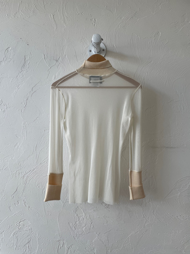 Vintage Jean Paul Gaultier Maille Femme White Mesh Knit Turtleneck L - We Thieves