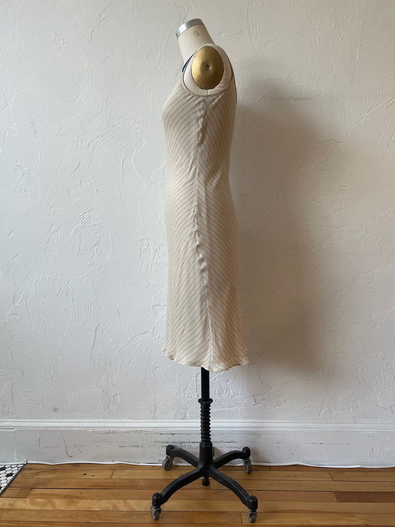 Vintage Armani Diagonal Stripe Bias Cut Midi Dress S - We Thieves