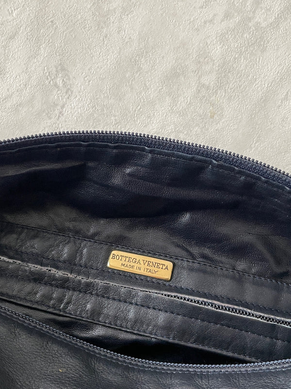 Vintage Bottega Veneta Navy Leather Braided Handle Handbag - We Thieves