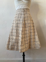 Vintage 60s Lilli Ann Windowpane Tweed Wool A-Line Skirt M