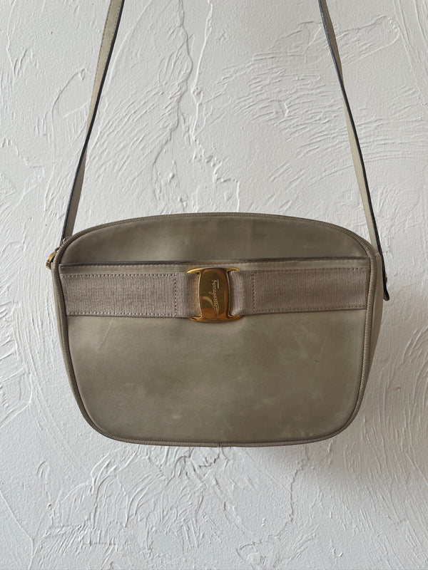 Vintage Salvatore Ferragamo Handbag Ecru Grosgrain Shoulder Bag - We Thieves