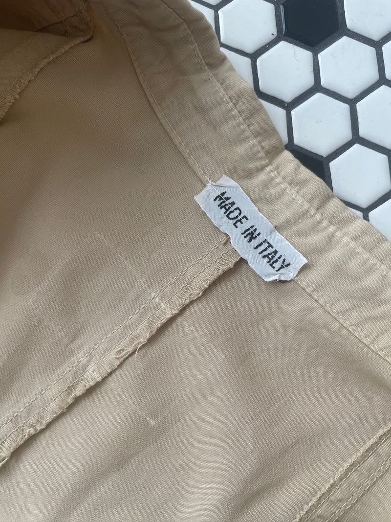 Vintage Utilitarian Beige Cotton Mermaid Hem Dress L - We Thieves