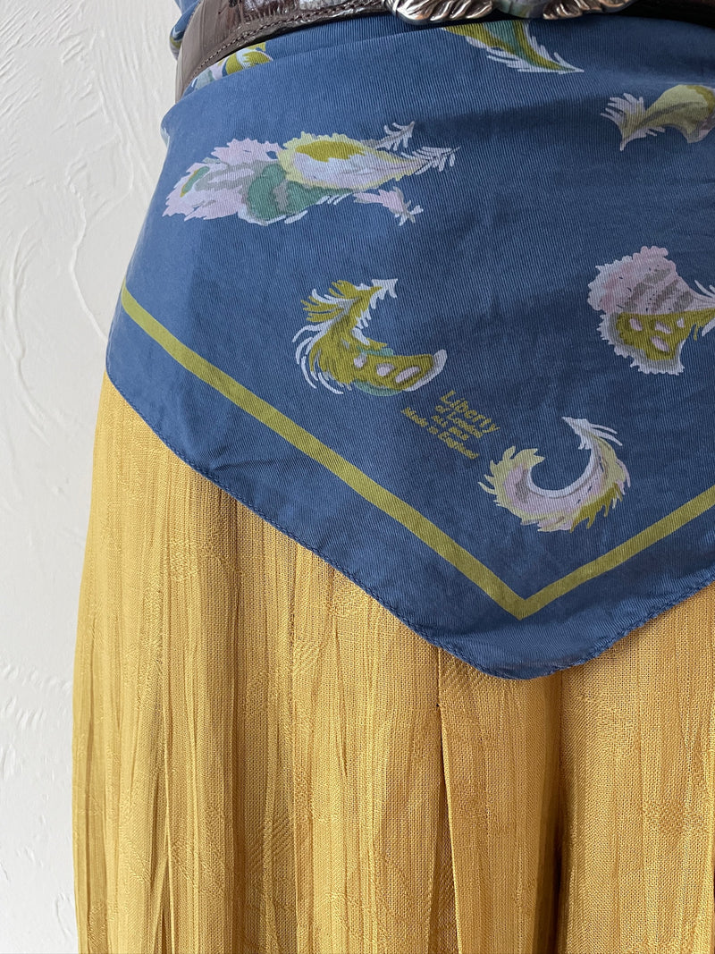 Vintage Liberty of London Blue Feathers Silk Scarf - We Thieves