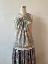 Vintage Robert Rodriguez Grey Silk Twisted Rose Top S/M - We Thieves