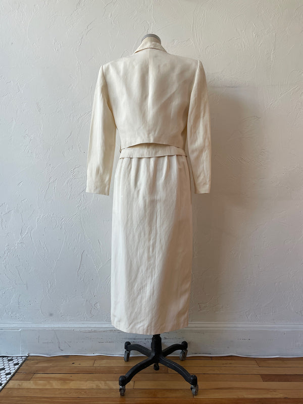 Vintage 90s Episode Off-White Silk/Linen Pencil Skirt S - We Thieves