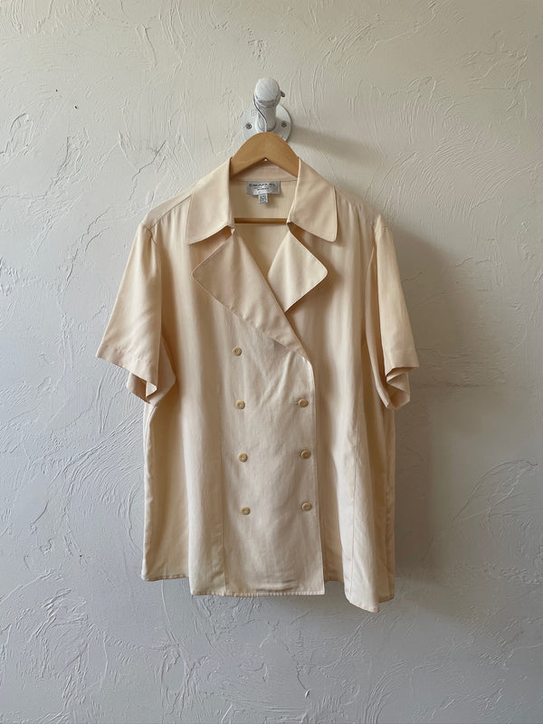 Vintage Emanuel Ungaro Cream Silk Double Breasted Blouse L - We Thieves