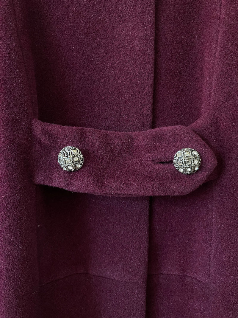 Vintage 50s Lilli Ann Burgundy French Wool Coat L