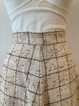 Vintage 60s Lilli Ann Windowpane Tweed Wool A-Line Skirt M